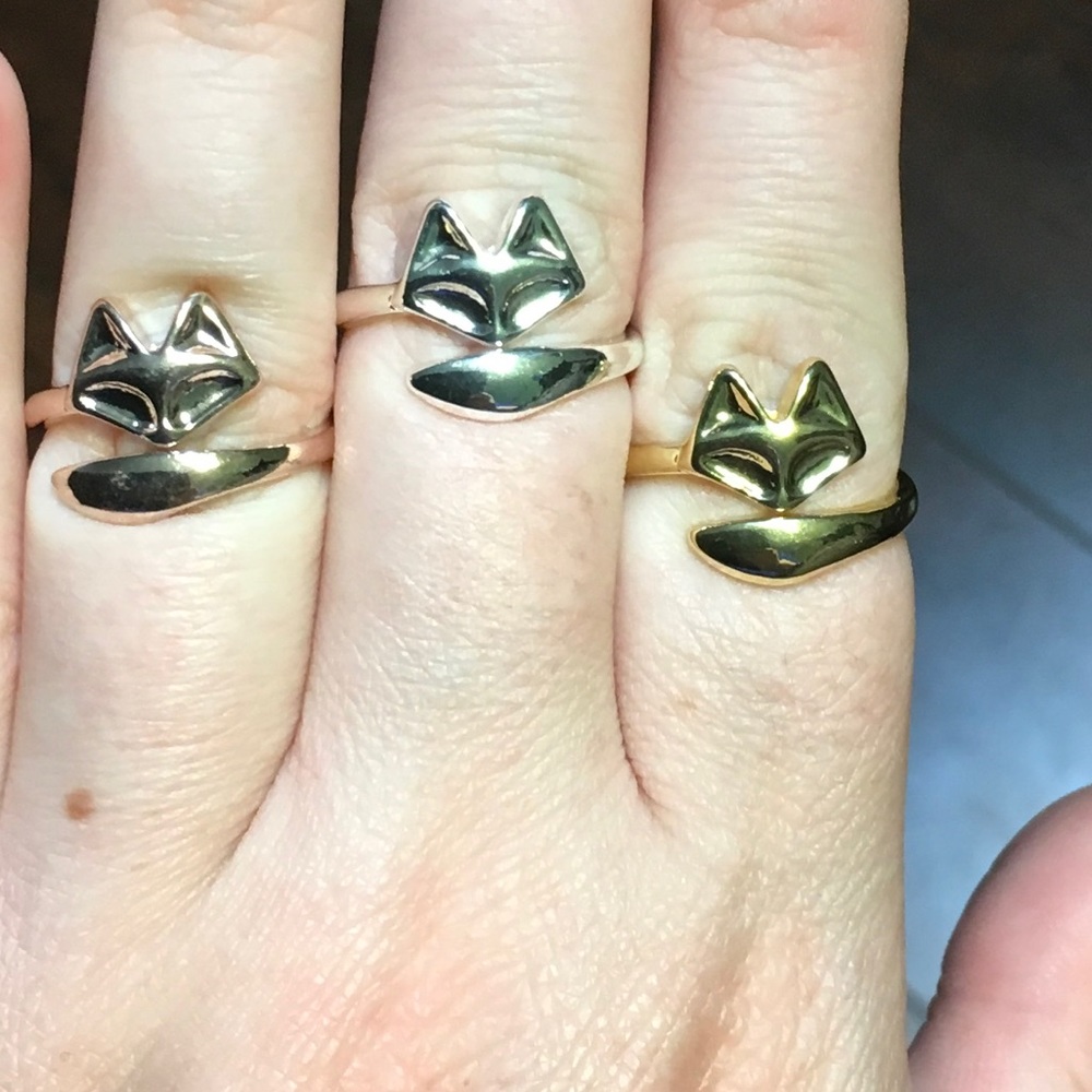 Adorable adjustable fox ring set